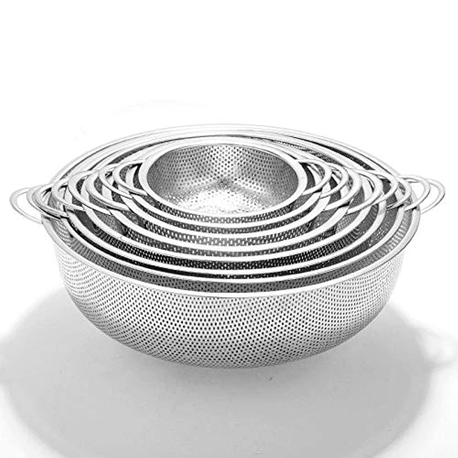 Vegetable Strainer Sifter Colander Set - Kitchen Supply Colander Set of 6 Stainless Steel مجموعة مصفاة الخضروات - مستلزمات المطبخ مجموعة مكونة من 6 مصفاة شبكية من الستانلس ستيل مع مقابض Vegetable Strainer Sifter Colander Set - Kitchen Supply Colander Set of 6 Stainless Steel مجموعة مصفاة الخضروات - مستلزمات المطبخ مجموعة مكونة من 6 مصفاة شبكية من الستانلس ستيل مع مقابض